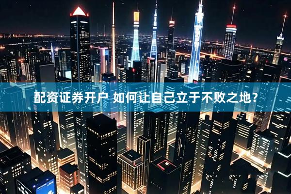 配资证券开户 如何让自己立于不败之地？